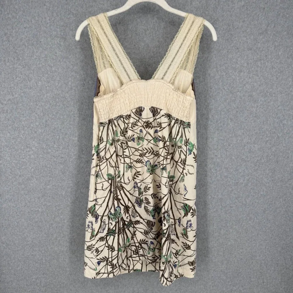 Free People Madame Butterfly Mini Dress Size 10 Cream VTG Y2K ASO Ashley Tisdale - Picture 4 of 13